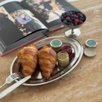 Croissants with spreads and fruit mix